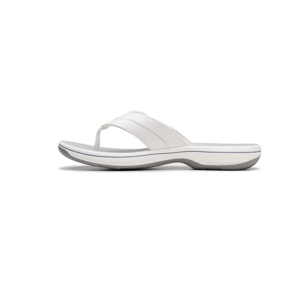 Clarks Cloudsteppers Breeze Reyna Flip-Flop Sandals White Textile Size 9 - Picture 3 of 7